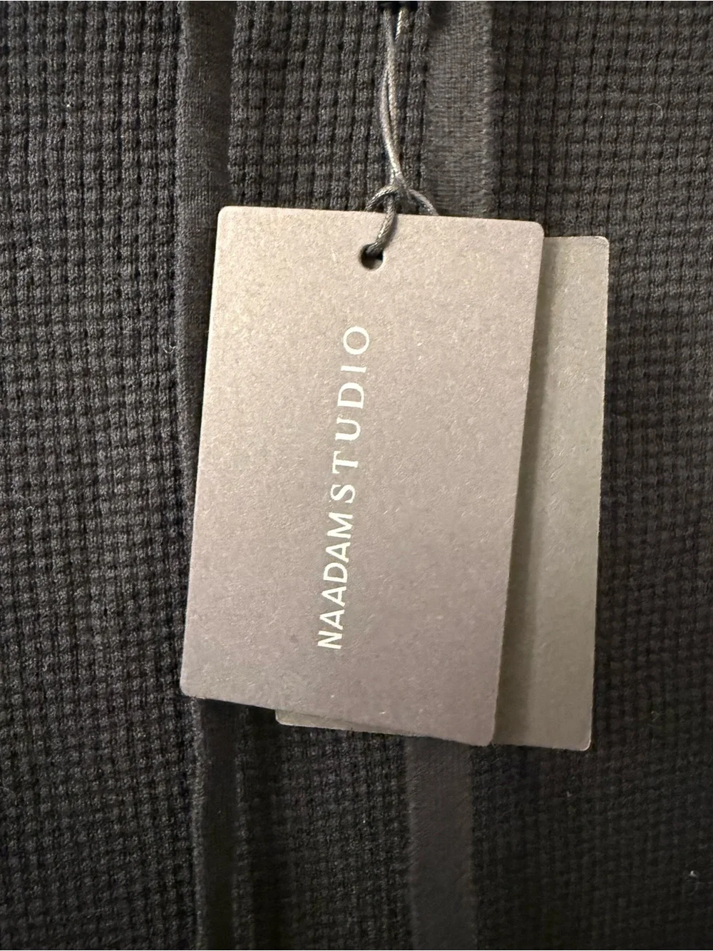 NAADAM  Cashmere Cotton Black Waffle Knit Hooded Pullover